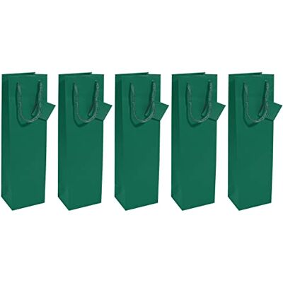 Sigel GT502 Lot de 5 sacs cadeaux pour bouteilles, 35 x 10 cm, mat, vert foncé - Publicité Sigel GT502 Lot de 5 sacs cadeaux pour bouteilles, 35 x 10 cm, mat, vert foncé - Publicité