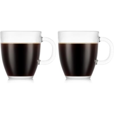 Bodum Lot de 2 tasses à café Bistro en verre trempé à paroi unique, 355 ml, transparent - Publicité Bodum Lot de 2 tasses à café Bistro en verre trempé à paroi unique, 355 ml, transparent - Publicité