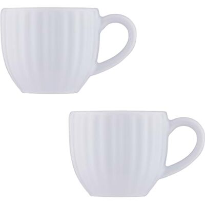 Kensington Lot de 2 tasses à expresso de luxe en grès blanc, design cannelé, 85 ml, tasses à expresso thermo-conservées dans un coffret cadeau - Publicité Kensington Lot de 2 tasses à expresso de luxe en grès blanc, design cannelé, 85 ml, tasses à expresso thermo-conservées dans un coffret cadeau - Publicité