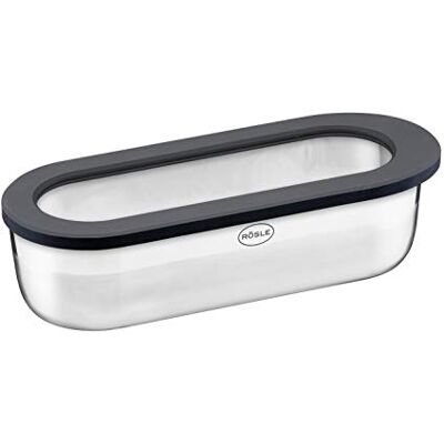 RÖSLE Beurrier français de qualité supérieure pour conserver et servir du beurre à la française, couvercle en verre, acier inoxydable 18/10, silicone, passe au lave-vaisselle - Publicité RÖSLE Beurrier français de qualité supérieure pour conserver et servir du beurre à la française, couvercle en verre, acier inoxydable 18/10, silicone, passe au lave-vaisselle - Publicité