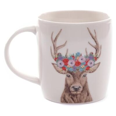 DESIGN DELIGHTS Tasse cerf avec Couronne de Fleurs 12 cm, Porcelaine, Blanc mug à café avec Motif, à Fleurs, à Motif, Impression de Bois de cerf - Publicité DESIGN DELIGHTS Tasse cerf avec Couronne de Fleurs 12 cm, Porcelaine, Blanc mug à café avec Motif, à Fleurs, à Motif, Impression de Bois de cerf - Publicité