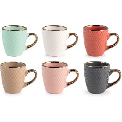 H&H Lot de 6 tasses à café dots en couleurs assorties 100 cc - Publicité H&H Lot de 6 tasses à café dots en couleurs assorties 100 cc - Publicité