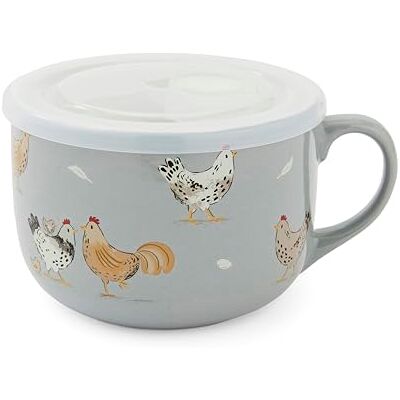 Cooksmart Hen House Lane Tasse à soupe Tasse en grès de 600 ml avec couvercle en plastique Motif rustique de poule de ferme Passe au lave-vaisselle et au micro-ondes Idéale pour les soupes et - Publicité Cooksmart Hen House Lane Tasse à soupe Tasse en grès de 600 ml avec couvercle en plastique Motif rustique de poule de ferme Passe au lave-vaisselle et au micro-ondes Idéale pour les soupes et - Publicité