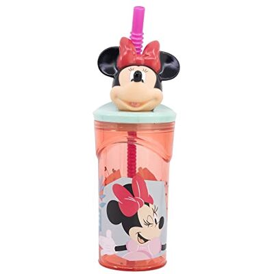 Stor Gobelet en plastique original Disney Minnie Mouse 360 ml pour enfants avec paille rose et capuchon de souris 3D - Publicité Stor Gobelet en plastique original Disney Minnie Mouse 360 ml pour enfants avec paille rose et capuchon de souris 3D - Publicité