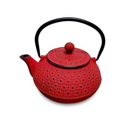 H&H Théière en fonte émaillée 0,80 L avec filtre en acier inoxydable, couleur rouge, adaptée à tous les étages de cuisson, y compris induction - Publicité H&H Théière en fonte émaillée 0,80 L avec filtre en acier inoxydable, couleur rouge, adaptée à tous les étages de cuisson, y compris induction - Publicité