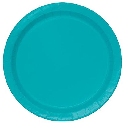 Unique Party- Assiettes en Carton Écologiques-18 cm-Couleur Turquoise-Paquet de 20, 32124EU, Teal - Publicité Unique Party- Assiettes en Carton Écologiques-18 cm-Couleur Turquoise-Paquet de 20, 32124EU, Teal - Publicité