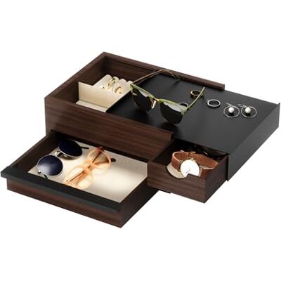 Umbra Stowit Grande boîte à bijoux en bois noyer et noir 25.9 x 22.0 x 11.5 - Publicité Umbra Stowit Grande boîte à bijoux en bois noyer et noir 25.9 x 22.0 x 11.5 - Publicité