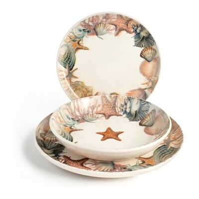 H&H , Service de Table Saint Barth en Stoneware Set de 18 Pièces Design Élégant Inspiré des Couchers de Soleil, Compatible Lave-Vaisselle et Micro-Ondes - Publicité H&H , Service de Table Saint Barth en Stoneware Set de 18 Pièces Design Élégant Inspiré des Couchers de Soleil, Compatible Lave-Vaisselle et Micro-Ondes - Publicité