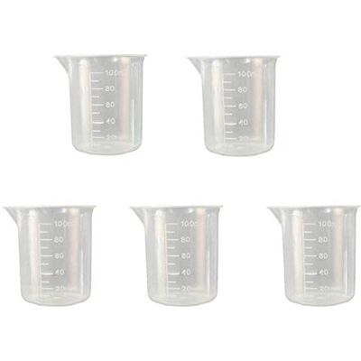 U-K Cylindre 5 pièces de 100 ML Gobelet doseur Transparent Gobelets doseurs en Plastique de Laboratoire Nice and Professional - Publicité U-K Cylindre 5 pièces de 100 ML Gobelet doseur Transparent Gobelets doseurs en Plastique de Laboratoire Nice and Professional - Publicité