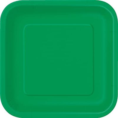 Unique Party- Assiettes en Carton Carrées Écologiques-23 cm-Couleur Vert Émeraude-Paquet de 14, 31871EU, Emerald Green - Publicité Unique Party- Assiettes en Carton Carrées Écologiques-23 cm-Couleur Vert Émeraude-Paquet de 14, 31871EU, Emerald Green - Publicité