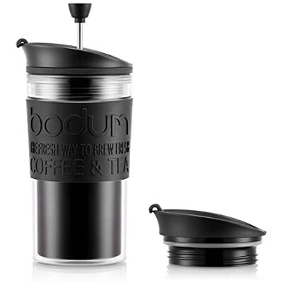 Bodum 11102-01S Mug à Piston Isotherme en Plastique, couvercle à Clapet, 0.35 L, Plastique, Noir, Transparent, 8, 9 cm, 7, 1 x 8, 9 x 17, 2 cm - Publicité Bodum 11102-01S Mug à Piston Isotherme en Plastique, couvercle à Clapet, 0.35 L, Plastique, Noir, Transparent, 8, 9 cm, 7, 1 x 8, 9 x 17, 2 cm - Publicité
