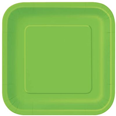 Unique Party- Assiettes en Carton Carrées Écologiques-23 cm-Couleur Vert Citron-Paquet de 14, 31429EU, Lime Green - Publicité Unique Party- Assiettes en Carton Carrées Écologiques-23 cm-Couleur Vert Citron-Paquet de 14, 31429EU, Lime Green - Publicité