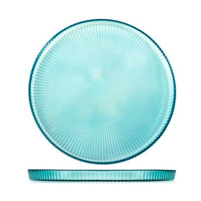 H&H Lot de 6 assiettes plates Seashell Wall Ø 28 cm en verre coloré bleu, turquoise et blanc Lavables au lave-vaisselle max 40° Style marin élégant - Publicité H&H Lot de 6 assiettes plates Seashell Wall Ø 28 cm en verre coloré bleu, turquoise et blanc Lavables au lave-vaisselle max 40° Style marin élégant - Publicité