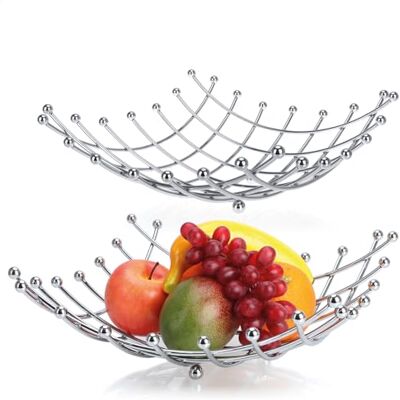 com-four ® 2x coupe à fruits en acier inox chromé, panier décoratif argenté, coupe au design moderne (argenté (chromé) 2 pièces) - Publicité com-four ® 2x coupe à fruits en acier inox chromé, panier décoratif argenté, coupe au design moderne (argenté (chromé) 2 pièces) - Publicité