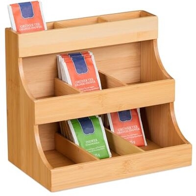 Relaxdays Organiseur à thé, 9 Compartiments, en Bambou, Vertical, H x L x P : 24 x 27 x 17,5 cm, Nature - Publicité Relaxdays Organiseur à thé, 9 Compartiments, en Bambou, Vertical, H x L x P : 24 x 27 x 17,5 cm, Nature - Publicité