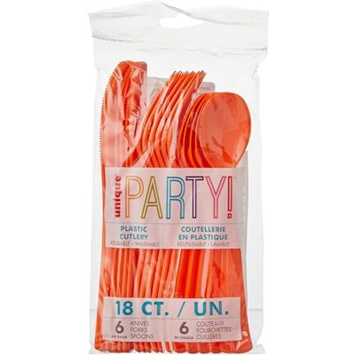 Unique Party 39500-Lot de Couverts en Plastique pour 6 Invités-Orange-18 Pièces, 39500, Orange - Publicité Unique Party 39500-Lot de Couverts en Plastique pour 6 Invités-Orange-18 Pièces, 39500, Orange - Publicité