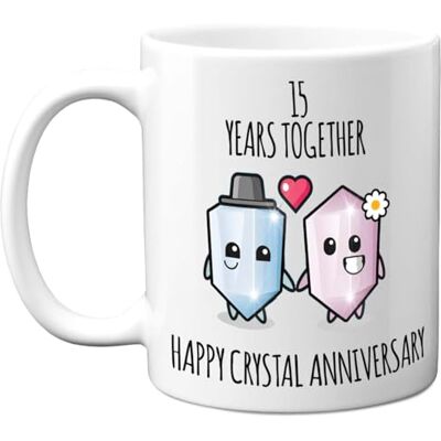 Stuff4 Tasse à café en céramique pour homme et femme – 15 ans ensemble – Happy Crystal Anniversary Wedding pour mari, épouse, maman, papa, frère, sœur, 325 ml - Publicité Stuff4 Tasse à café en céramique pour homme et femme – 15 ans ensemble – Happy Crystal Anniversary Wedding pour mari, épouse, maman, papa, frère, sœur, 325 ml - Publicité