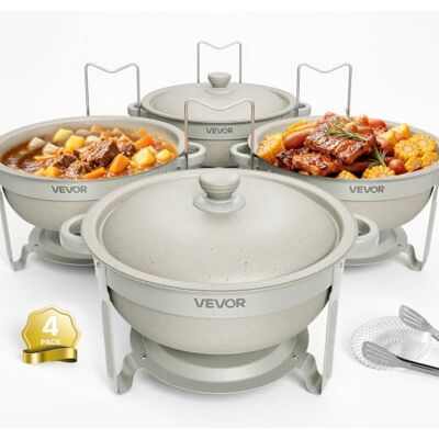 VEVOR Chauffe Plat 4PCs, Buffet Chauffant 5,7 L en Inox, Réchaud Rond Pour Hôtel Mariage Restauration Traiteur CHR, Revêtu de Maifanite, Chafing Dish 4 Récipients, Kit Complet avec Accessoires - Publicité VEVOR Chauffe Plat 4PCs, Buffet Chauffant 5,7 L en Inox, Réchaud Rond Pour Hôtel Mariage Restauration Traiteur CHR, Revêtu de Maifanite, Chafing Dish 4 Récipients, Kit Complet avec Accessoires - Publicité