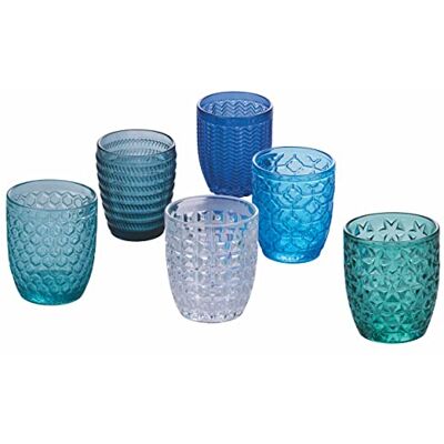 Tivoli Lot de 6 verres à eau 350 ml en pâte de verre teinté transparente, Geometrie Ocean - Publicité Tivoli Lot de 6 verres à eau 350 ml en pâte de verre teinté transparente, Geometrie Ocean - Publicité