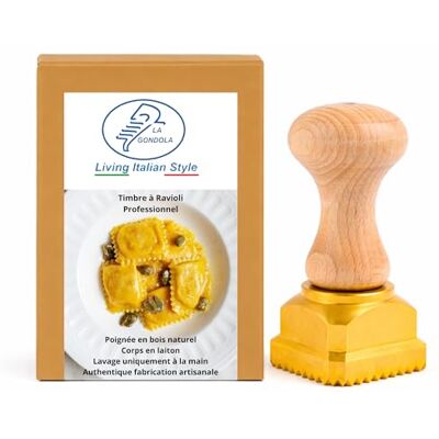 LA GONDOLA Timbre à Ravioli Carré Décoré 45x55mm Outil de Préparation des Fait Maison Pâtes Laiton & Bois Naturel Robuste & Facile à Utiliser Tampon à Raviolis Fabriqué en Italie - Publicité LA GONDOLA Timbre à Ravioli Carré Décoré 45x55mm Outil de Préparation des Fait Maison Pâtes Laiton & Bois Naturel Robuste & Facile à Utiliser Tampon à Raviolis Fabriqué en Italie - Publicité
