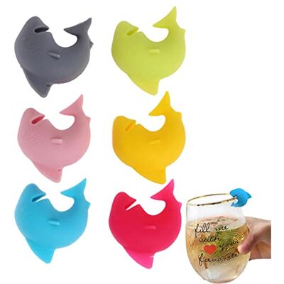 Povanjer Lot de 6 marqueurs de Verre à bière en Silicone de Type Requin pour dégustation de vin, 1 - Publicité Povanjer Lot de 6 marqueurs de Verre à bière en Silicone de Type Requin pour dégustation de vin, 1 - Publicité