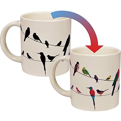 The Unemployed Philosophers Guild Mug changeant de chaleur avec oiseaux sur un fil – Ajoutez du café et des oiseaux colorés apparaissent, livré dans une boîte amusante - Publicité The Unemployed Philosophers Guild Mug changeant de chaleur avec oiseaux sur un fil – Ajoutez du café et des oiseaux colorés apparaissent, livré dans une boîte amusante - Publicité