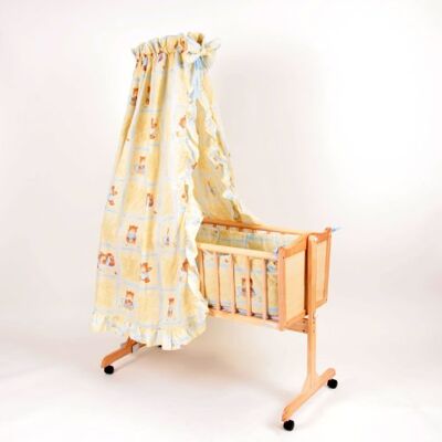 Bambino World Berceau à bascule avec set de linge jaune - Publicité Bambino World Berceau à bascule avec set de linge jaune - Publicité