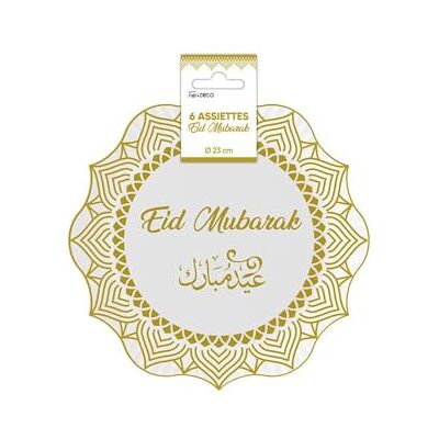 SV SURPRISEZ-VOUS 6 ASSIETTES CARTON EID MUBARAK 23CM OR - Publicité SV SURPRISEZ-VOUS 6 ASSIETTES CARTON EID MUBARAK 23CM OR - Publicité