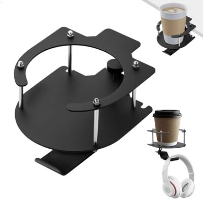 mongtsamz Porte-Tasses à Café de Table, Rotatif à 360° porte gobelet Boisson Bouteille, Porte Gobelet Bureau Détachable,Support Casque Gamer,Anti-Renversement Porte-Gobelet à Clipser pour le Bureau ou la Maison - Publicité mongtsamz Porte-Tasses à Café de Table, Rotatif à 360° porte gobelet Boisson Bouteille, Porte Gobelet Bureau Détachable,Support Casque Gamer,Anti-Renversement Porte-Gobelet à Clipser pour le Bureau ou la Maison - Publicité