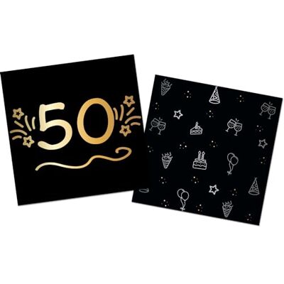 Folat Vaisselle Anniversaire Party Noir Or Argent Serviettes-50-Shining Glam-33 x 33 cm-16 pièces, 25058 - Publicité Folat Vaisselle Anniversaire Party Noir Or Argent Serviettes-50-Shining Glam-33 x 33 cm-16 pièces, 25058 - Publicité