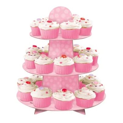 Unique Party 90307 Présentoir à Cupcakes de Baby Shower à Pois Rose - Publicité Unique Party 90307 Présentoir à Cupcakes de Baby Shower à Pois Rose - Publicité