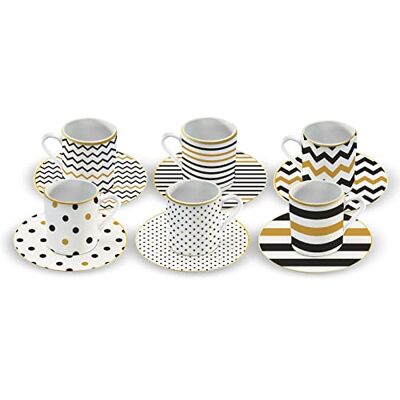 KARACA Nossa Lot de 6 tasses à café avec soucoupes turques et tasses à expresso et mochate en porcelaine traditionnelle - Publicité KARACA Nossa Lot de 6 tasses à café avec soucoupes turques et tasses à expresso et mochate en porcelaine traditionnelle - Publicité