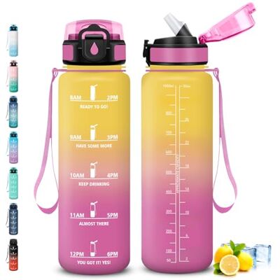 Grsta Gourde 1l, Gourde Sport Anti-Fuite, Gourdes avec Paille pour Randonnée, Gourdes Motivation avec Marqueur de Temps, Gourd Adulte, Facile à Transporter, pour Vélo, Camping, Aptitude - Publicité Grsta Gourde 1l, Gourde Sport Anti-Fuite, Gourdes avec Paille pour Randonnée, Gourdes Motivation avec Marqueur de Temps, Gourd Adulte, Facile à Transporter, pour Vélo, Camping, Aptitude - Publicité