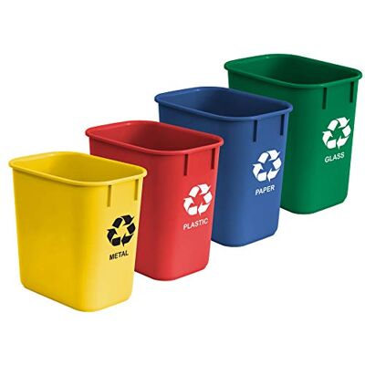 Acrimet Corbeille pour le recyclage, 3,25 gallons / 13 quarts / 12 litres (en plastique) (Métal/Jaune, Papier/Bleu, Verre/Vert, Plastique/Rouge) (lot de 4) aux, les écoles et la maison ; - Publicité Acrimet Corbeille pour le recyclage, 3,25 gallons / 13 quarts / 12 litres (en plastique) (Métal/Jaune, Papier/Bleu, Verre/Vert, Plastique/Rouge) (lot de 4) aux, les écoles et la maison ; - Publicité