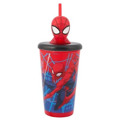 Marvel Gobelet 3D Spider-Man Web pour enfants, 444 ml, gobelet sans BPA avec tête de Spiderman, amusant et durable - Publicité Marvel Gobelet 3D Spider-Man Web pour enfants, 444 ml, gobelet sans BPA avec tête de Spiderman, amusant et durable - Publicité