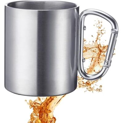 Westmark Mug en acier inoxydable avec anse mousqueton pour voyage 300 ml Argenté 61542270 - Publicité Westmark Mug en acier inoxydable avec anse mousqueton pour voyage 300 ml Argenté 61542270 - Publicité