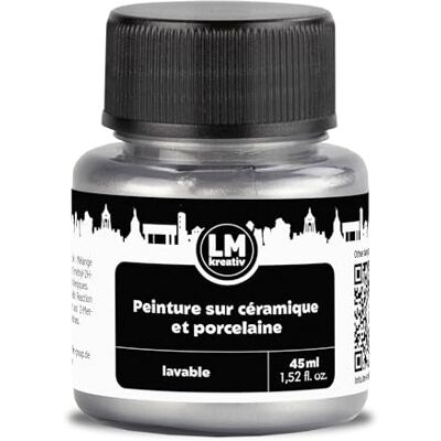 LM-Kreativ Peinture céramique et porcelaine 45 ml – Argent métallisé – Passe au lave-vaisselle – Peinture pour verre et céramique – Idéal pour la peinture sur tasse, la peinture céramique, les projets - Publicité LM-Kreativ Peinture céramique et porcelaine 45 ml – Argent métallisé – Passe au lave-vaisselle – Peinture pour verre et céramique – Idéal pour la peinture sur tasse, la peinture céramique, les projets - Publicité