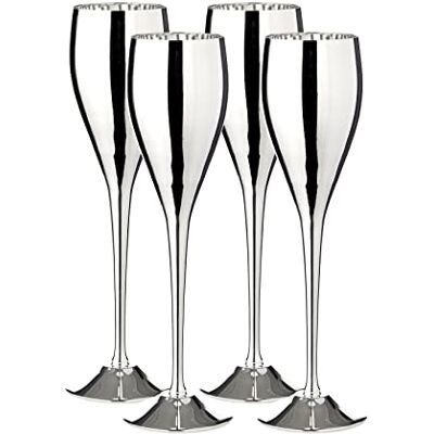 EDZARD Set de 4 flûtes à champagne Dodo (200 ml) flûte à champagne argentée flûte à champagne, flûte à champagne calices pour vin, champagne, prosecco en laiton en haute brillance pour célébrer - Publicité EDZARD Set de 4 flûtes à champagne Dodo (200 ml) flûte à champagne argentée flûte à champagne, flûte à champagne calices pour vin, champagne, prosecco en laiton en haute brillance pour célébrer - Publicité