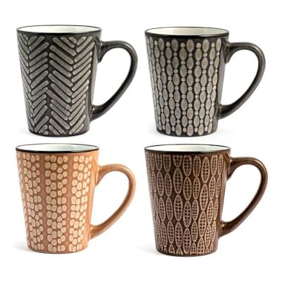 H&H set 6 mug ethnic in stoneware colori assortiti cc300 - Publicité H&H set 6 mug ethnic in stoneware colori assortiti cc300 - Publicité