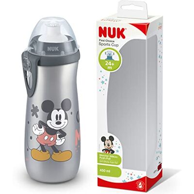 Nuk Disney Tasse pour enfant Sports Cup 24+ mois Bec verseur étanche avec poussoir Attache et capuchon de protection 450 ml Mickey Mouse (gris) - Publicité Nuk Disney Tasse pour enfant Sports Cup 24+ mois Bec verseur étanche avec poussoir Attache et capuchon de protection 450 ml Mickey Mouse (gris) - Publicité