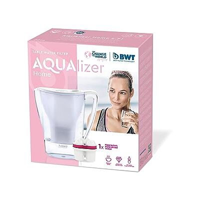 BWT Carafe filtrante Aqualizer blanche 2.7 L – Réduit le Calcaire, le Chlore et les Impuretés et Enrichit en Magnésium – 1 Cartouche Incluse - Publicité BWT Carafe filtrante Aqualizer blanche 2.7 L – Réduit le Calcaire, le Chlore et les Impuretés et Enrichit en Magnésium – 1 Cartouche Incluse - Publicité