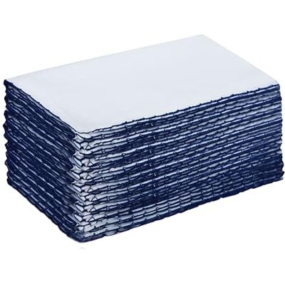 COTTON CRAFT Lot de 12 serviettes de table en coton doux Serviettes absorbantes et réutilisables pour décoration de table, fêtes, usage quotidien Blanc avec bordure bleue 43 x 43 cm - Publicité COTTON CRAFT Lot de 12 serviettes de table en coton doux Serviettes absorbantes et réutilisables pour décoration de table, fêtes, usage quotidien Blanc avec bordure bleue 43 x 43 cm - Publicité