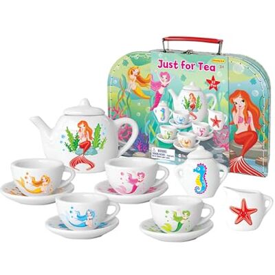 GICO CH12094 Service à thé pour enfant Coffret à thé en porcelaine 13 pièces Motif sirène - Publicité GICO CH12094 Service à thé pour enfant Coffret à thé en porcelaine 13 pièces Motif sirène - Publicité
