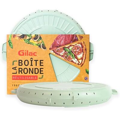 Gilac , Boîte ronde réutilisable avec couvercle, Boîte à Pizza, gâteaux, galettes, Compatible Lave-Vaisselle, plastique sans BPA, Vert amande, Fabriquée en France, Ø 33cm - Publicité Gilac , Boîte ronde réutilisable avec couvercle, Boîte à Pizza, gâteaux, galettes, Compatible Lave-Vaisselle, plastique sans BPA, Vert amande, Fabriquée en France, Ø 33cm - Publicité