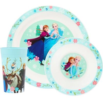Disney La Reine des Neiges Service de table 3 pièces en polypropylène pour enfant – Assiette, bol et gobelet avec motif Anna, Elsa, Olaf, Kristoff et Sven – Passe au micro-ondes et au lave-vaisselle - Publicité Disney La Reine des Neiges Service de table 3 pièces en polypropylène pour enfant – Assiette, bol et gobelet avec motif Anna, Elsa, Olaf, Kristoff et Sven – Passe au micro-ondes et au lave-vaisselle - Publicité
