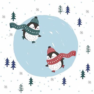 Servietten Weihnachten Lot de 20 serviettes en papier Motif pingouin Skating Animaux Hiver Noël Décoration de table 33 x 33 cm - Publicité Servietten Weihnachten Lot de 20 serviettes en papier Motif pingouin Skating Animaux Hiver Noël Décoration de table 33 x 33 cm - Publicité
