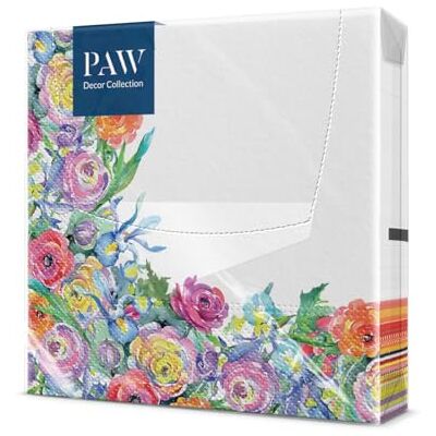 PAW Decor Collection PAW Serviette Papier 3 Plis (33 x 33 cm) I Lot de 20 I Parfait pour les Anniversaires, les Partys, les Mariages, la Kommunion et les Célébrations I Décoration de Table Coin de Rose Peint - Publicité PAW Decor Collection PAW Serviette Papier 3 Plis (33 x 33 cm) I Lot de 20 I Parfait pour les Anniversaires, les Partys, les Mariages, la Kommunion et les Célébrations I Décoration de Table Coin de Rose Peint - Publicité