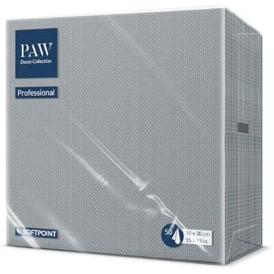 PAW Decor Collection PAW Lot de 50 serviettes de table Soft Point (38 x 38 cm), douces et robustes, idéales pour un usage quotidien, les pubs et les cafés, gris uni - Publicité PAW Decor Collection PAW Lot de 50 serviettes de table Soft Point (38 x 38 cm), douces et robustes, idéales pour un usage quotidien, les pubs et les cafés, gris uni - Publicité