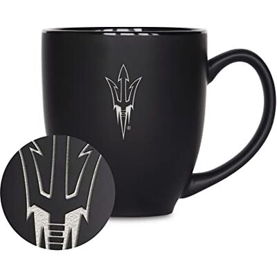 Rico Industries NCAA Arizona State Sun Devils – ASU Main – Tasse de bistro noir mat pour boissons chaudes ou froides – Logo de l'équipe gravé pour une sensation unique 473 ml - Publicité Rico Industries NCAA Arizona State Sun Devils – ASU Main – Tasse de bistro noir mat pour boissons chaudes ou froides – Logo de l'équipe gravé pour une sensation unique 473 ml - Publicité