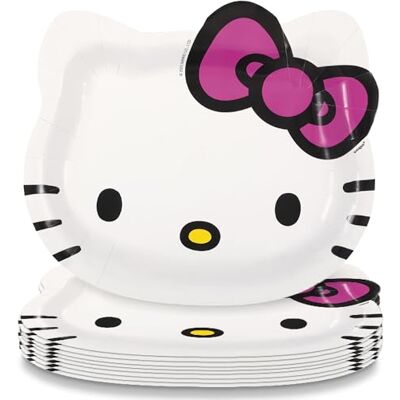 Unique Lot de 8 assiettes en carton blanches en forme de Hello Kitty – 21,6 x 18,7 cm – Motif de personnage amusant, parfaites pour les fêtes d'anniversaire d'enfants et les célébrations à thème - Publicité Unique Lot de 8 assiettes en carton blanches en forme de Hello Kitty – 21,6 x 18,7 cm – Motif de personnage amusant, parfaites pour les fêtes d'anniversaire d'enfants et les célébrations à thème - Publicité